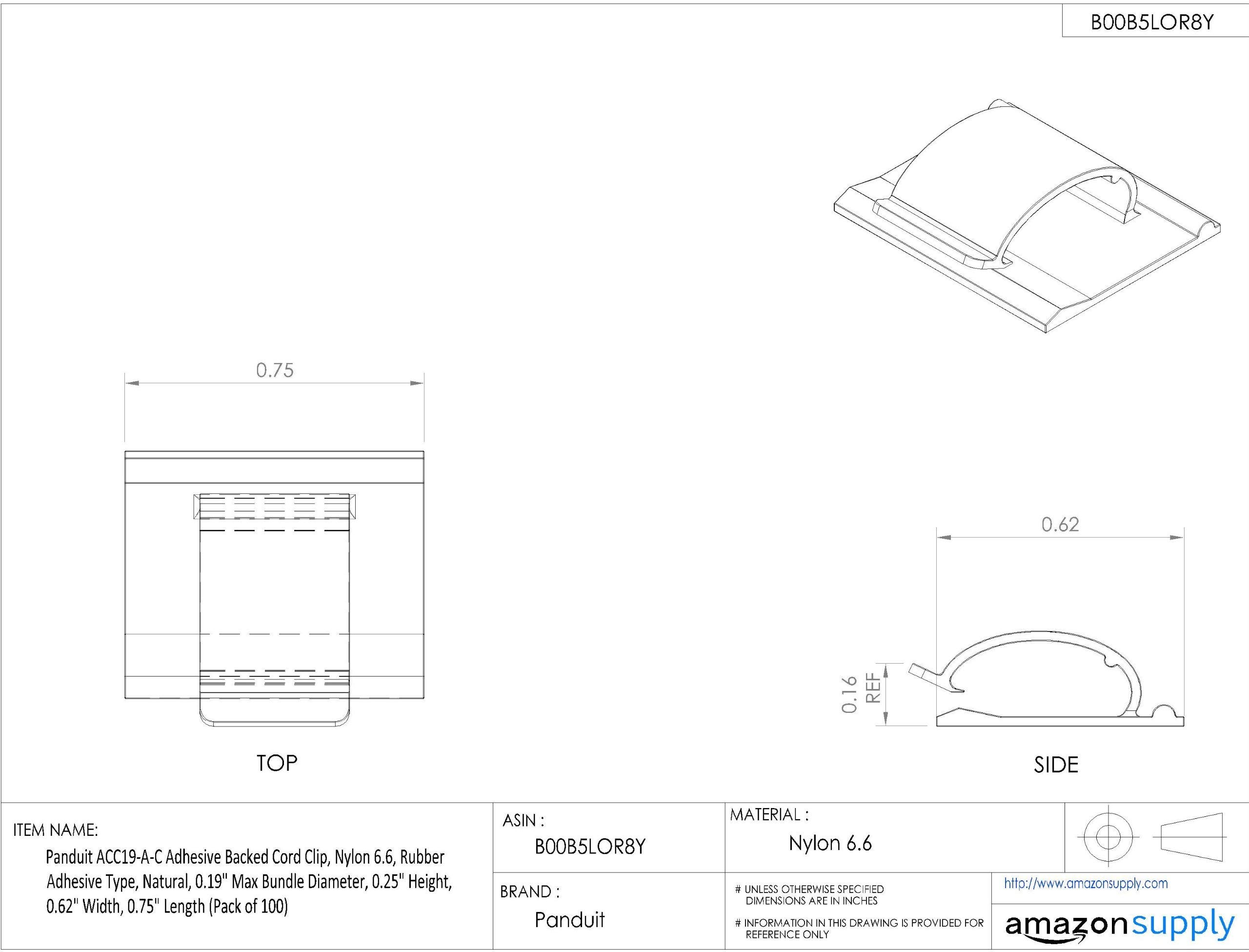 Amazon.co.jp: パンドウイット 固定具 コードクリップ ゴム系粘着